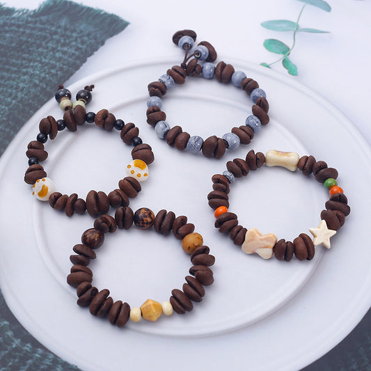 Natural Handmade Real Coffee Bean Stone Passion Bracelets