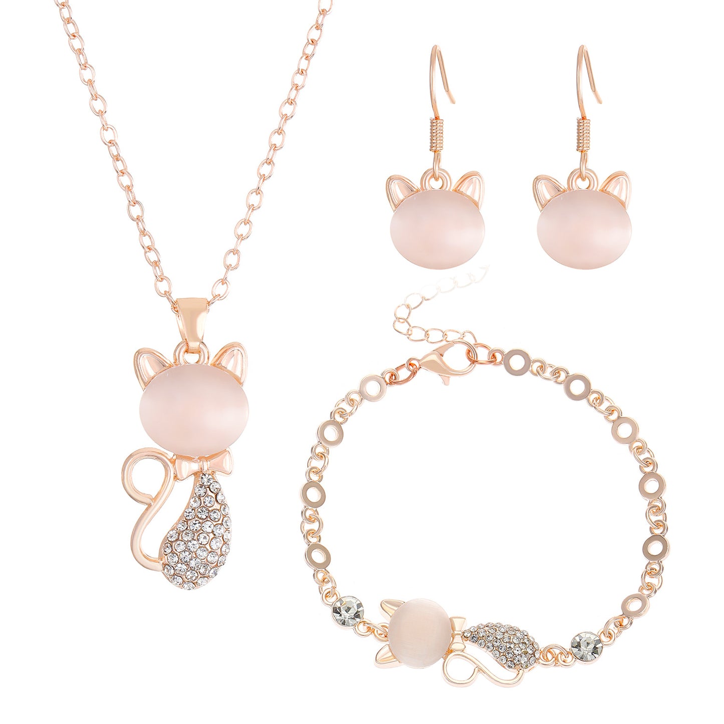 Women's Fashion Opal Cat Light Luxury Temperament Jewelry Set