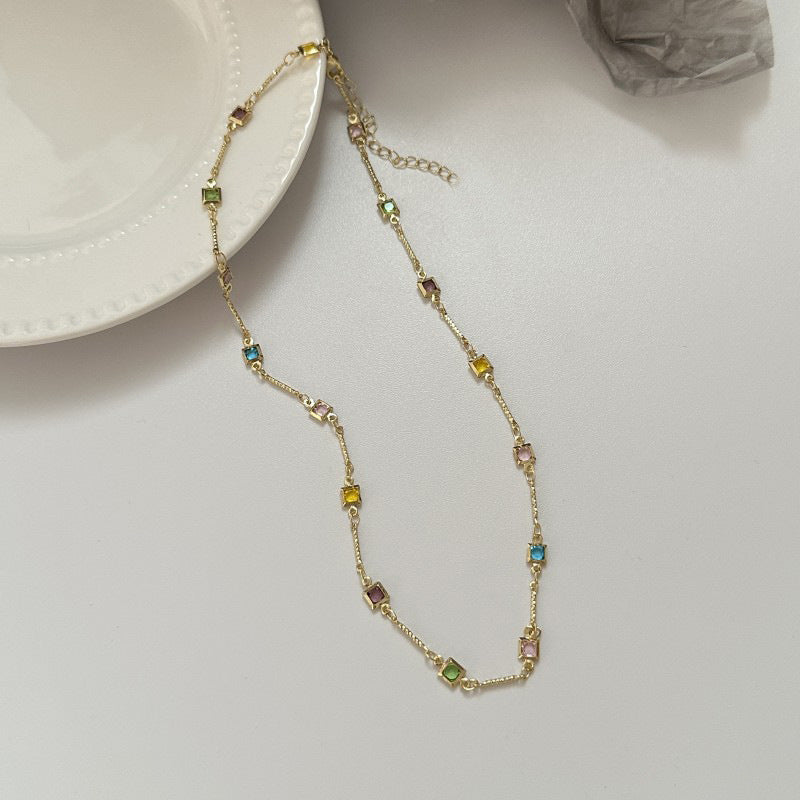 Gem Retro Sweet Cool Colorful Zircon Mori Necklaces