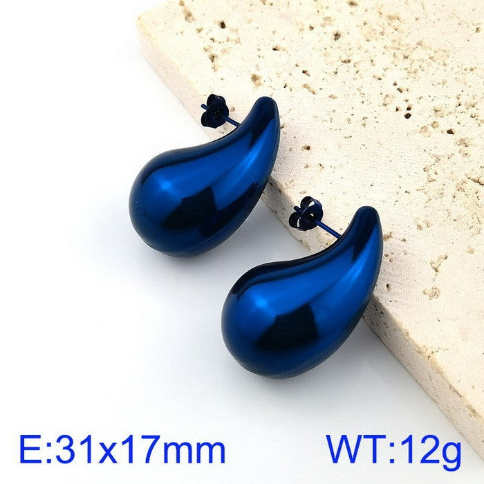 Design Chubby Water Drop Fashion Stainless Earrings