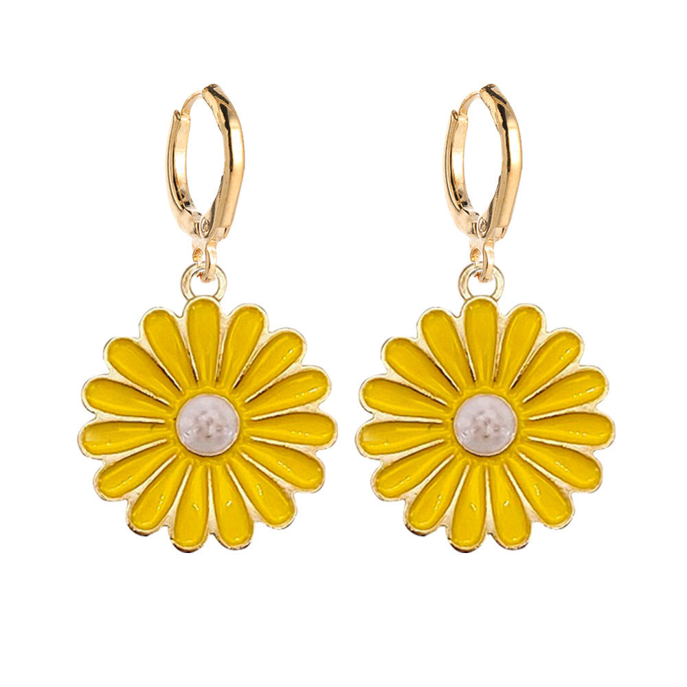 Autumn Sun Alloy Dripping Oil Color Earrings