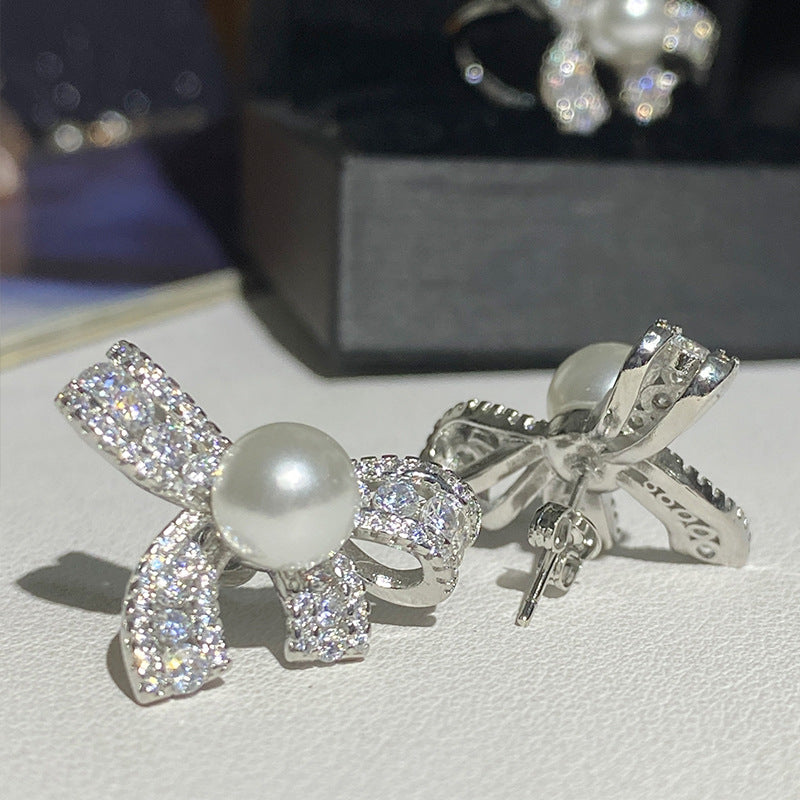 Home French Suit Shell Pearls Freshwater Ear Jewelry Set