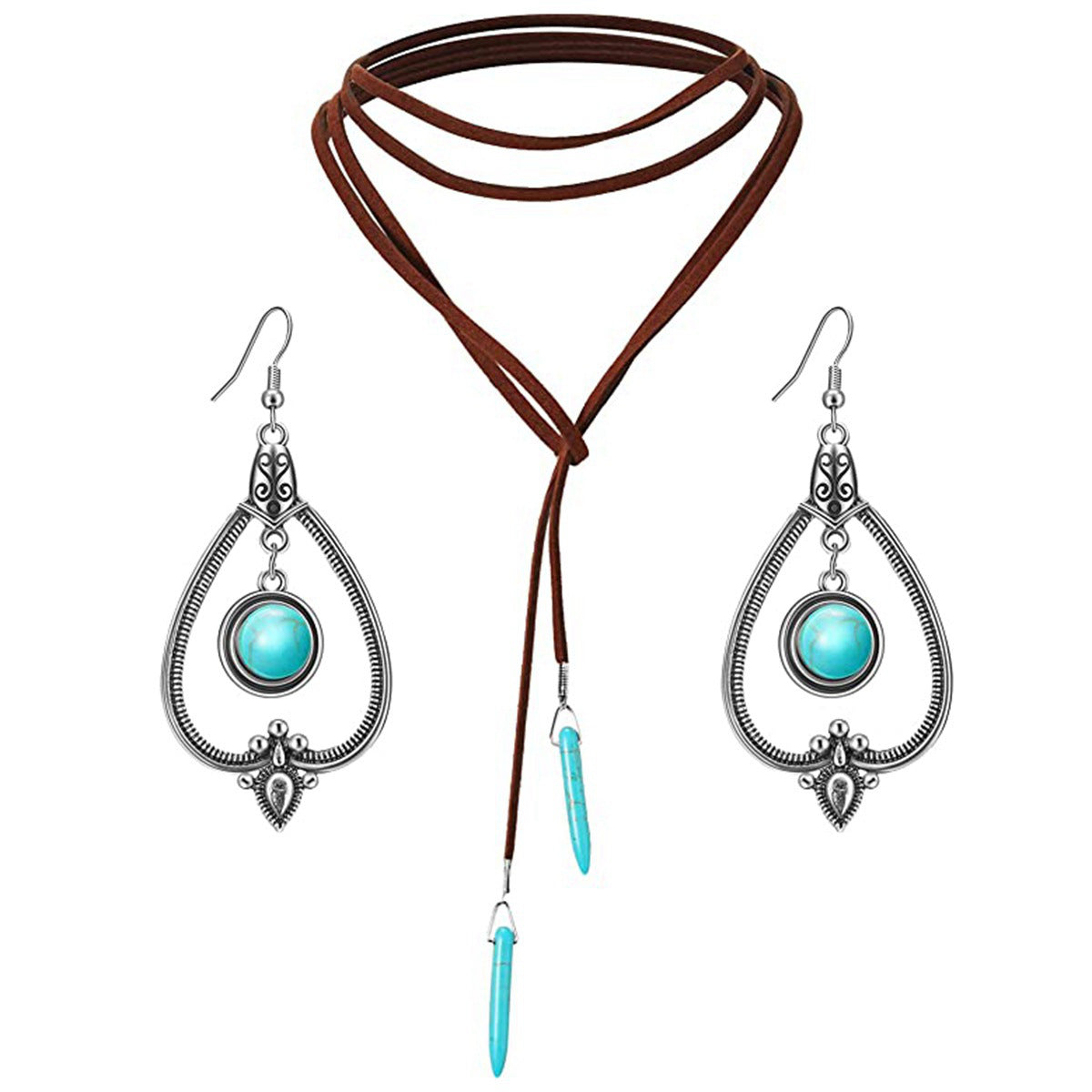 Bohemian Ethnic Style Turquoise Vintage Long Sweater Necklace