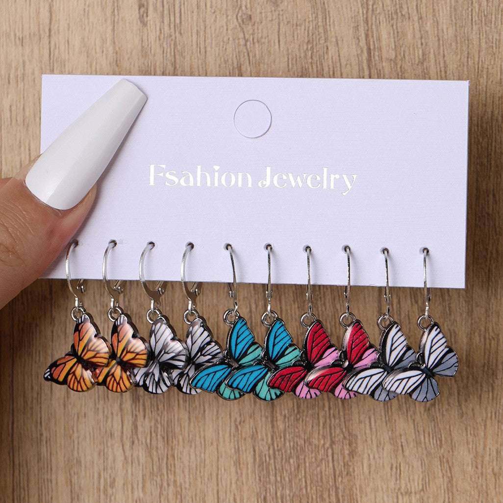 Drop Oil Butterfly Suit Set Creative Rings