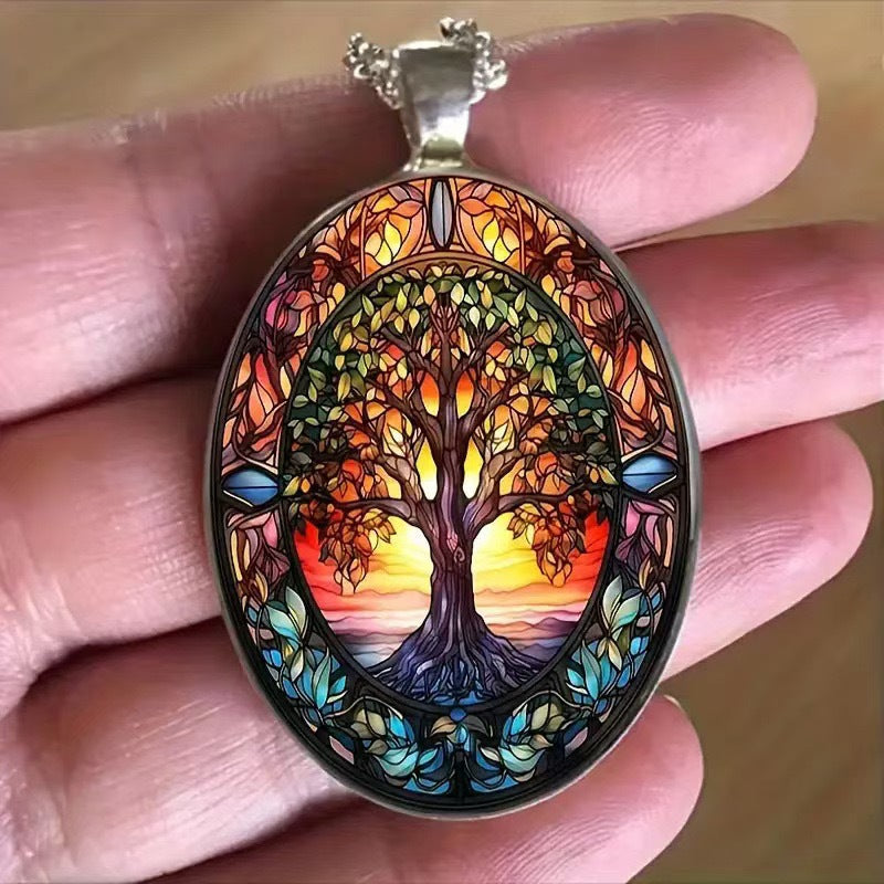 Innovative Lucky Tree Pattern Time Stone Necklace