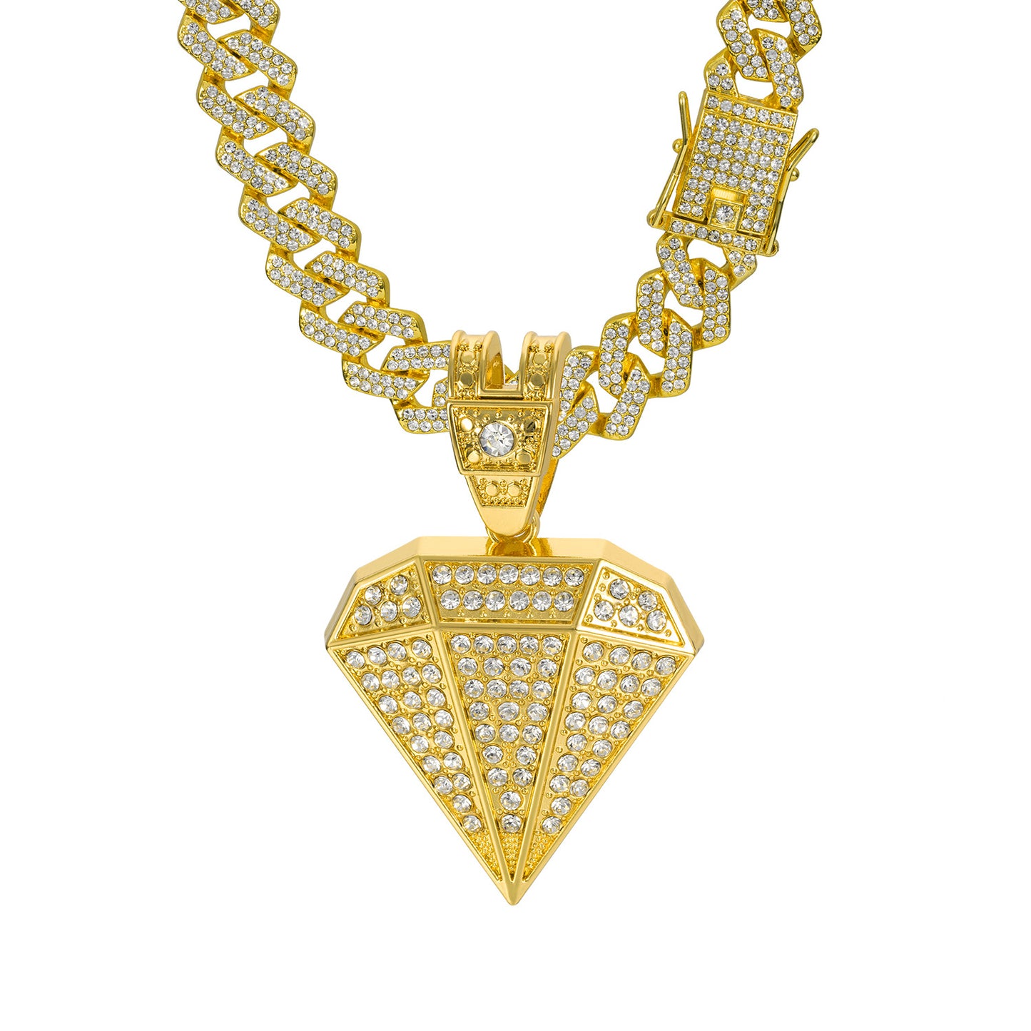 Diamond Zinc Alloy Full Cuban Link Chain High Necklaces