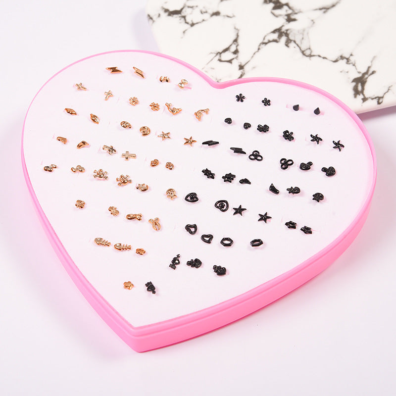 Women's Flower Love Heart Not Allergic To Stud Earrings