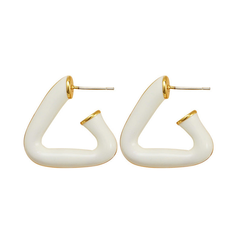 Triangle Enamel Drop Glazed Female Light Luxury Minority High Sense Stud Earrings