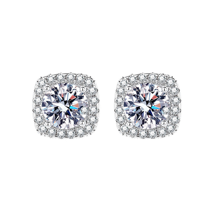 Women's Simulation Diamond Suit Female Plated Pure Stud Earrings