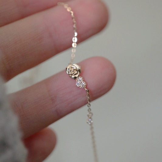 Sterling Sier Gold-plated Lovely Rose Female Niche Exquisite Versatile Bracelet
