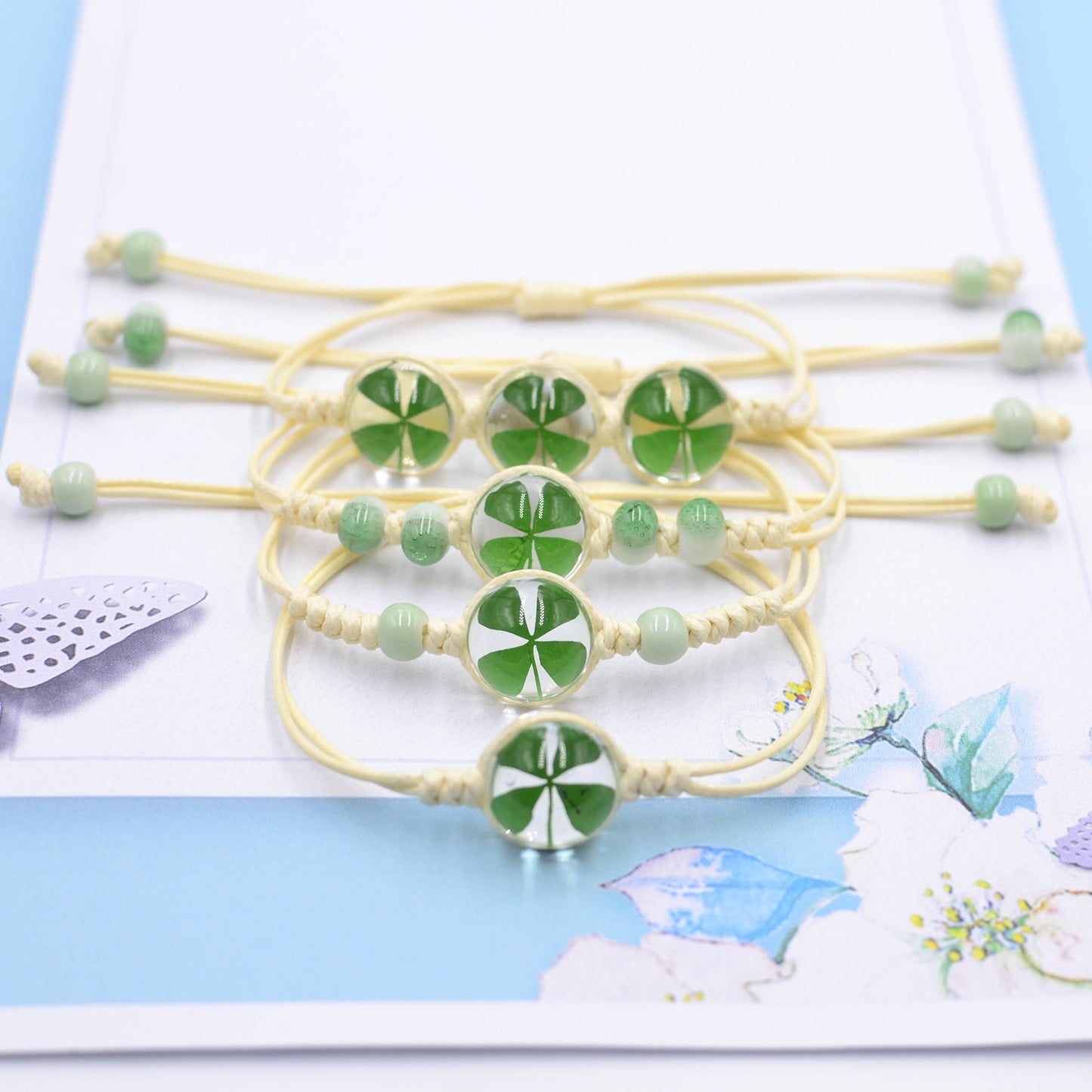 Market Stall Four-leaf Clover Scenic Spot Dried Flower Girlfriend Bracelet