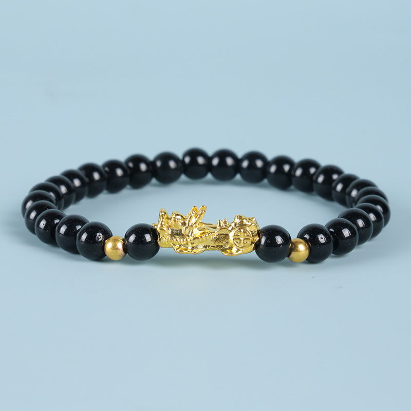 Six Words Proverbs Imitation Obsidian Alluvial Bracelets