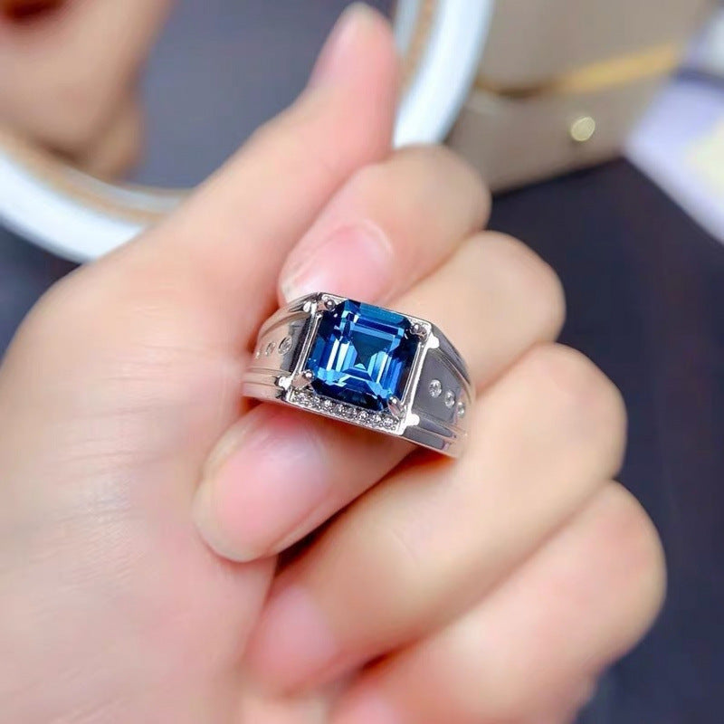 Women's & Men's Popular Sapphire Open Square Diamond Full Retro Ring