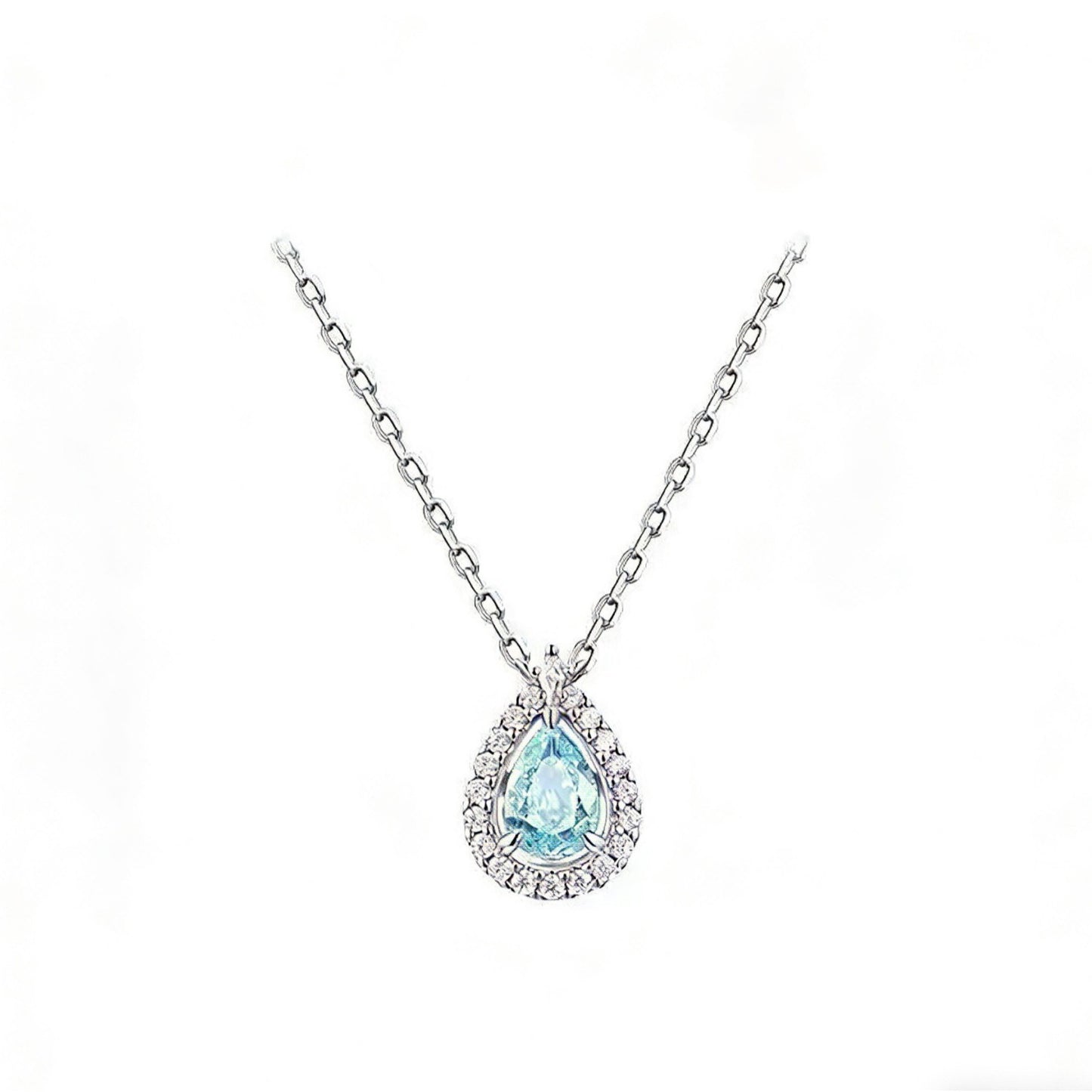 Women's High Quality Vacuum Sier Plated Color Retention Blue Crystal Water Jewelry Set