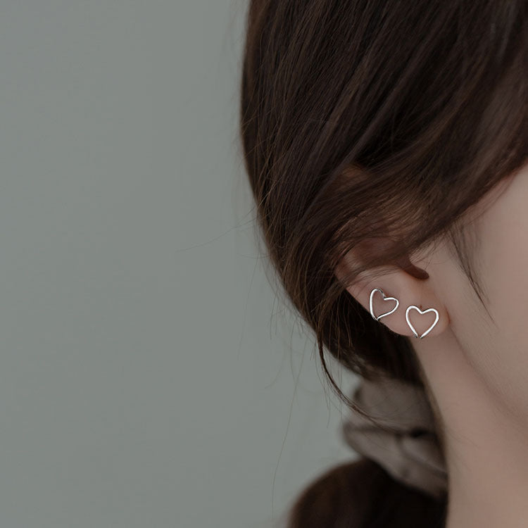 Women's Clip Temperamental Simple Lines Geometric Heart Shape Rings