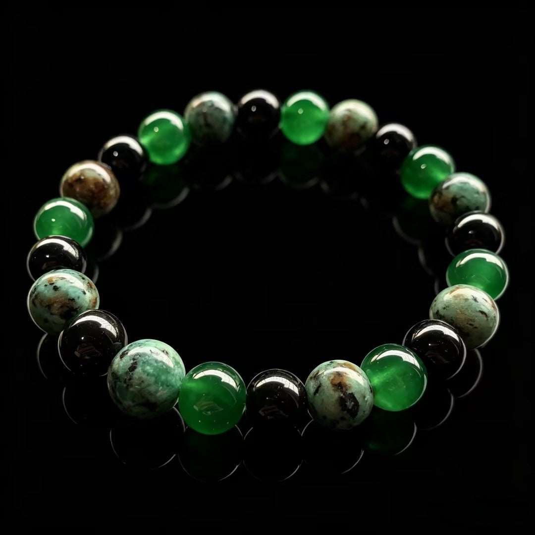 Women's Green Aventurine Obsidian Natural Crystal Energy Bracelet