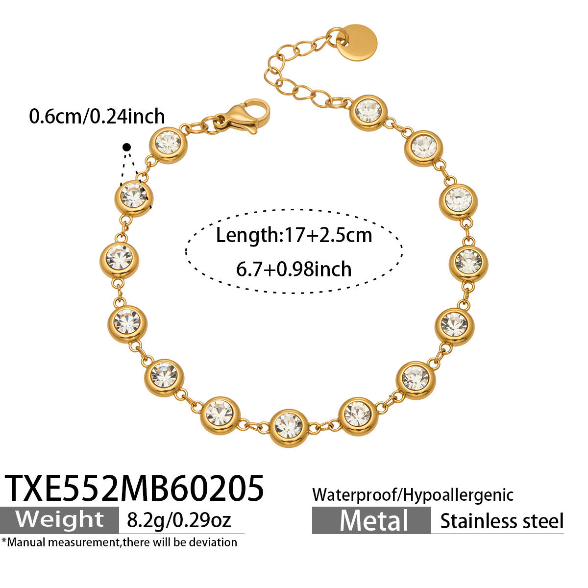 Stainless Steel Full Rhinestone Zircon Fashion Personalized Graceful Wild Light Jewelry Set