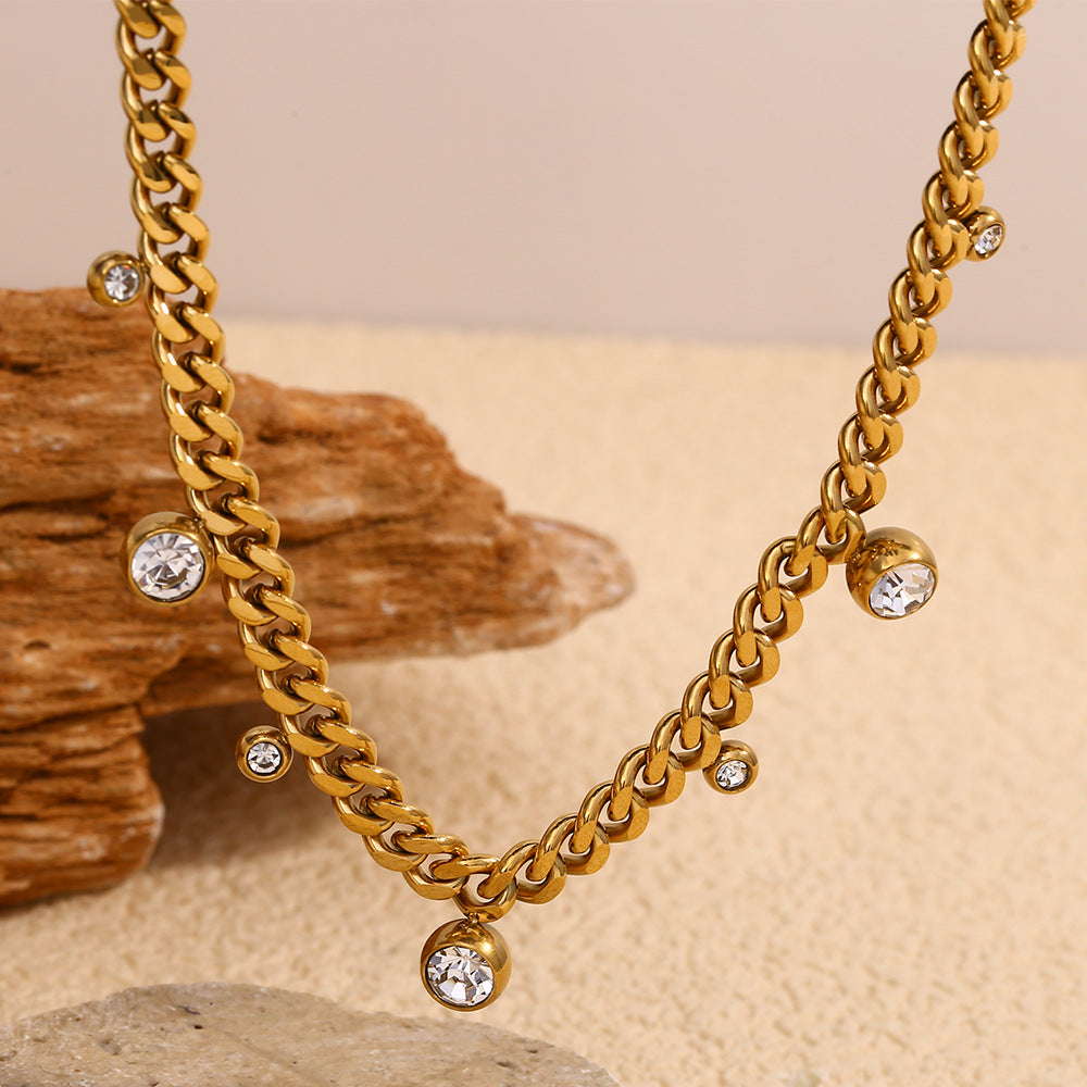 Fashion Popular Retro Easy Matching Clavicle Chain Stainless Steel Round Necklaces
