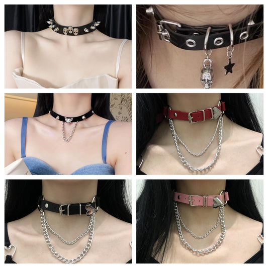 Size Leather Dark Punk Rock Niche Asian Culture Collar