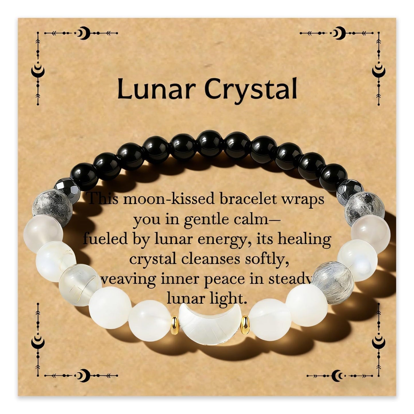 Natural Stone Obsidian Opal Beaded Cycle Encourage Elastic String Glitter Bracelet