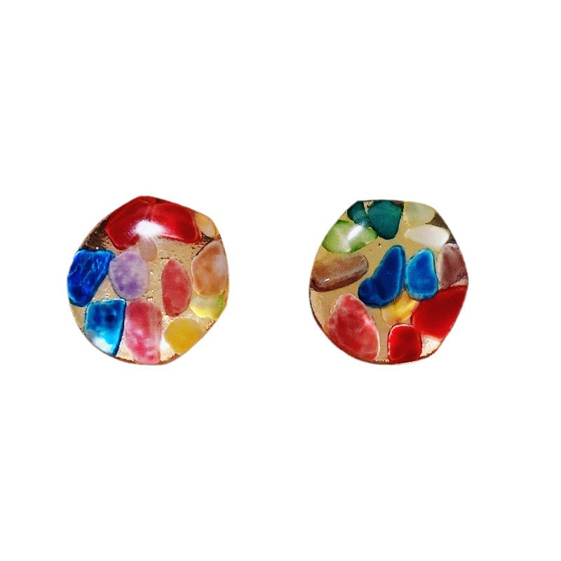 Retro Color Matching Simple Round Shell Trendy Earrings