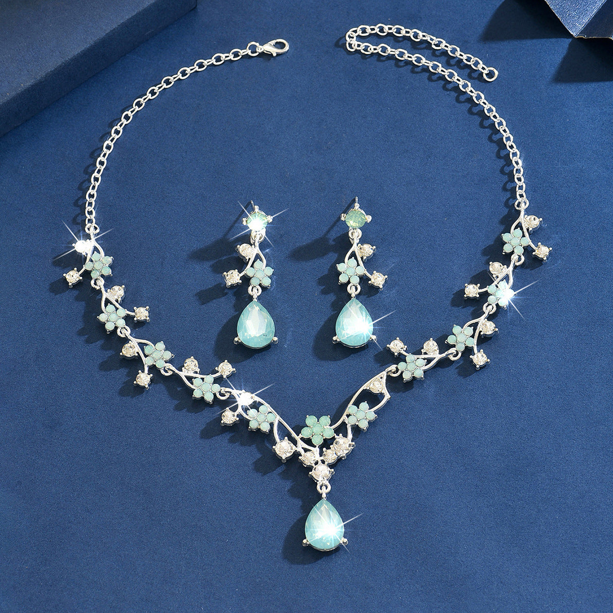 Luxury Bridal Flower Rhinestone High Sense Wedding Dress Evening Jewelry Set