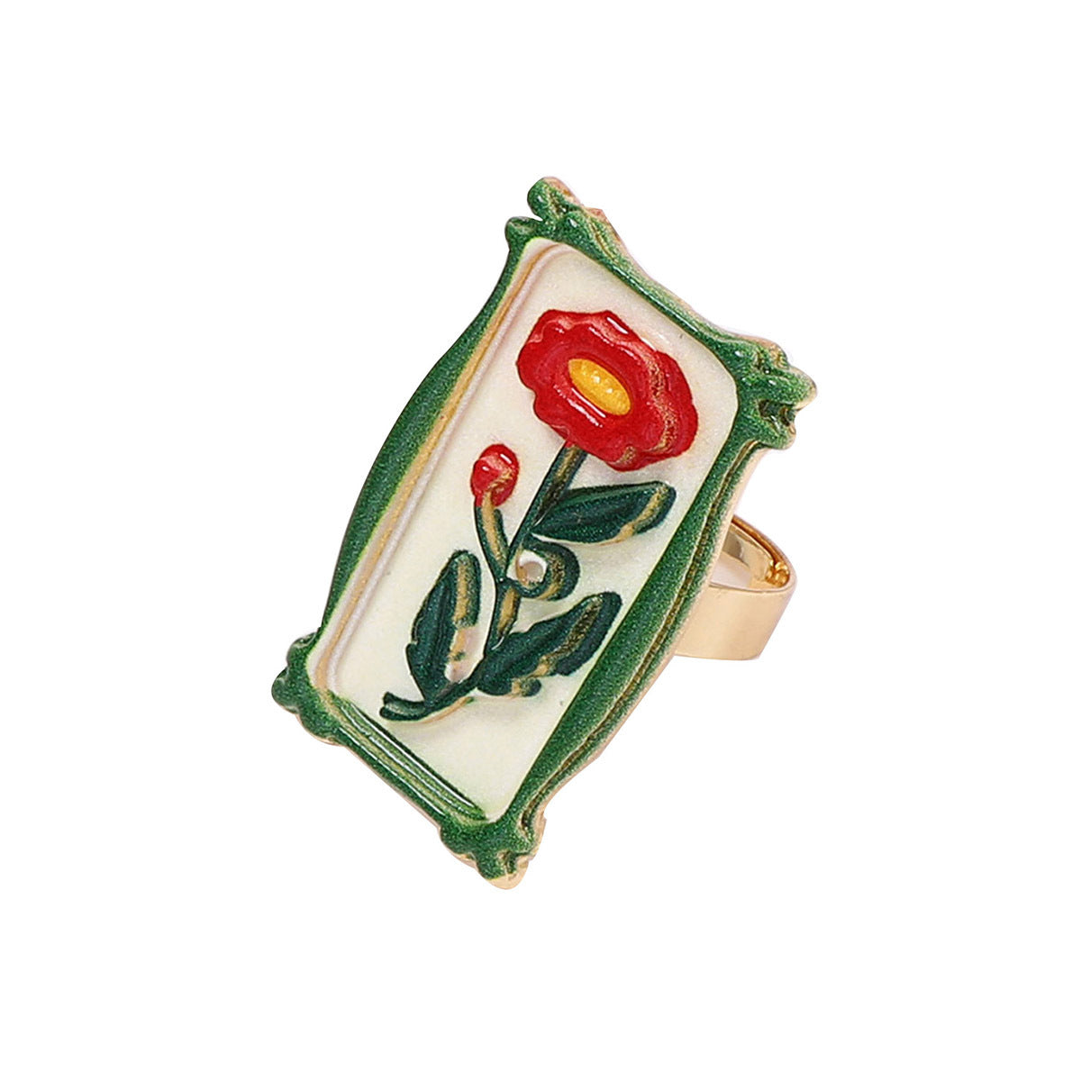 Women's Elegant Geometric Retro Trendy Three-dimensional Oil Dripping Ring