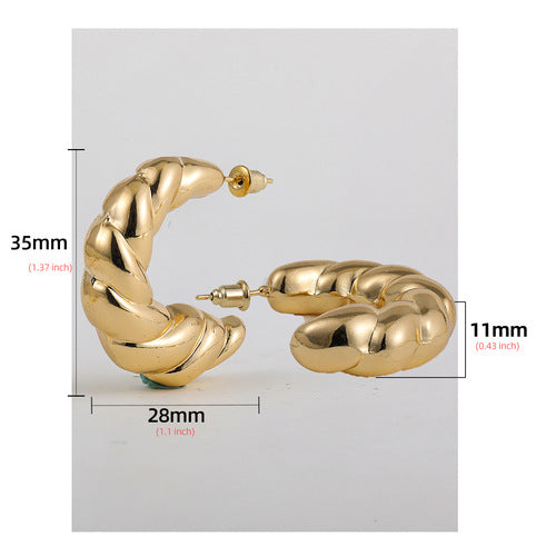 Steel Golden Smooth Hollow Simplicity Exaggeration Earrings