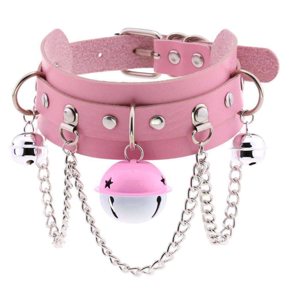 Fan Punk Leather Chain Color Two-tone Collar