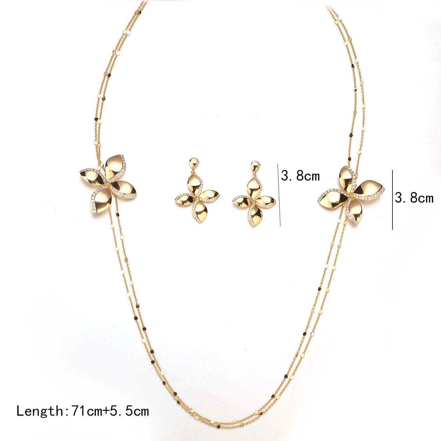 Women's Flower Light Luxury High-grade Sweater Chain Zircon Earrings