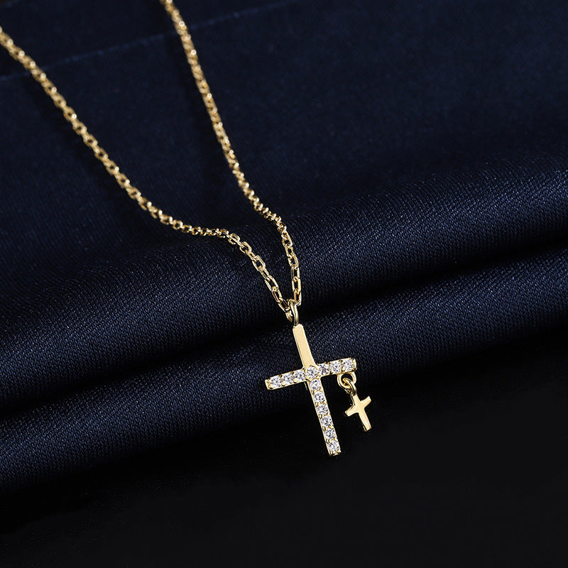 Cross Diamond Inlaid Clavicle Chain Cold Style Necklaces