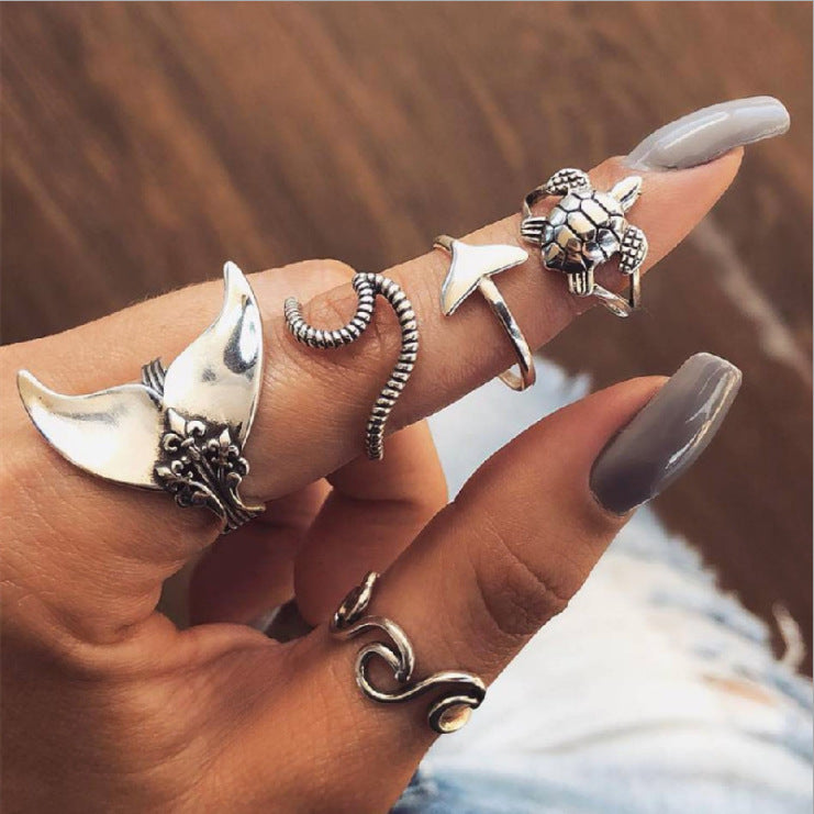 Combined Set Suit Bohemian Vacation Metal Rings