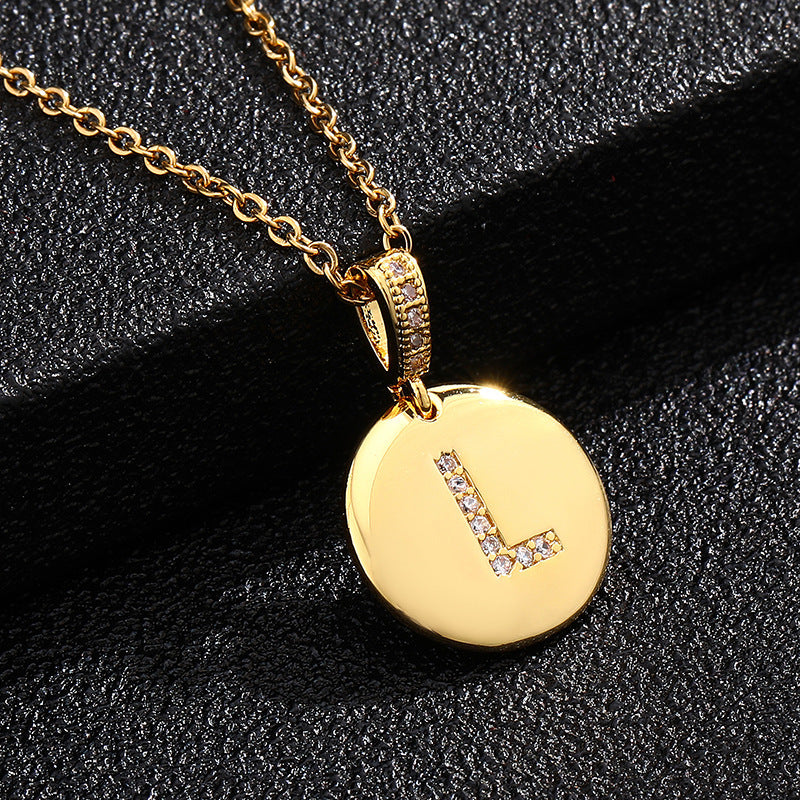 Women's Letter Fashionable English Copper Inlaid Zircon Small Necklaces