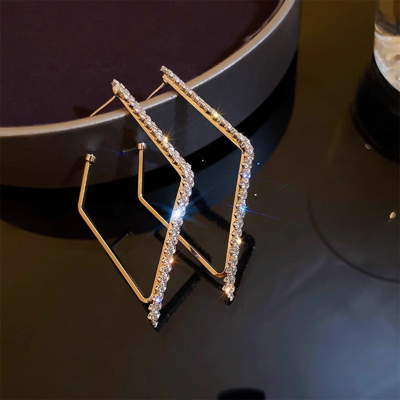 Women's Fashion Exaggerated Rhinestone Long Fringe High-grade Earrings