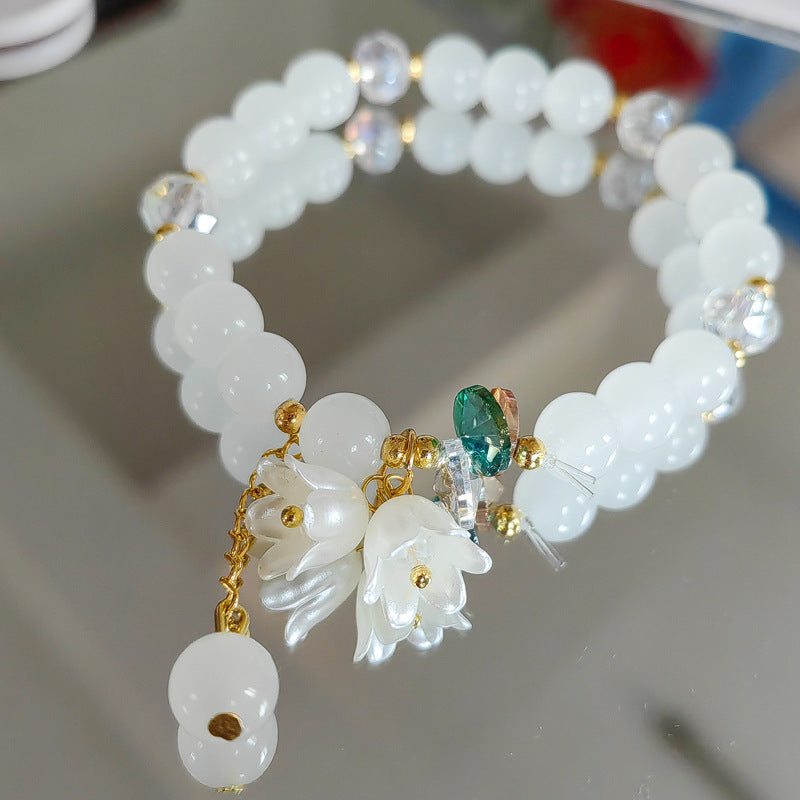 Two-color Lily Female Temperament Small Crystal Bracelet