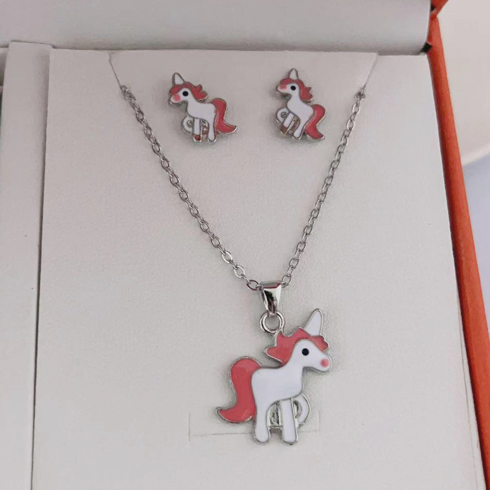 Fashion Temperament Clavicle Chain Niche Popular Unicorn Jewelry Set