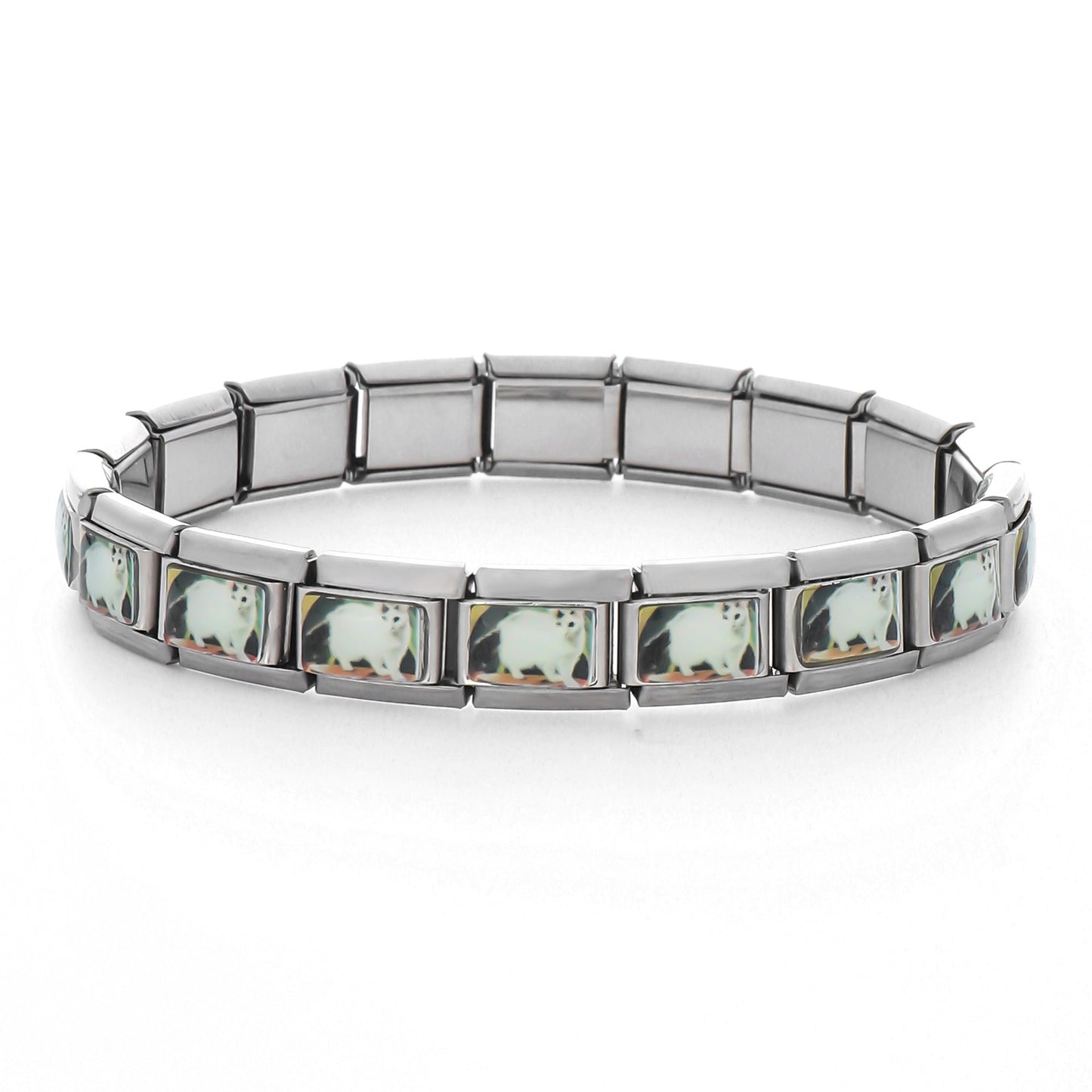 Italian Cartoon Cat Module Stainless Steel Bracelets
