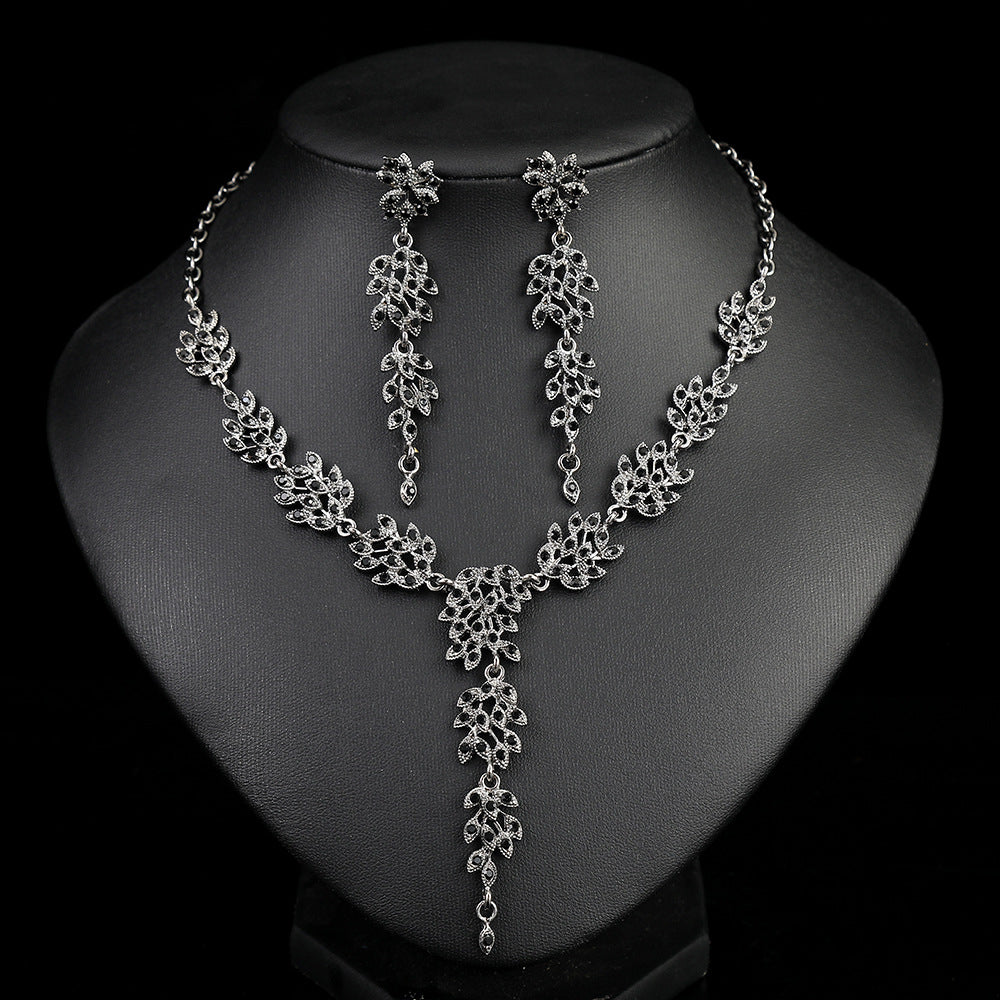 High-grade Crystal Diamond Wedding Dress Banquet Jewelry Set
