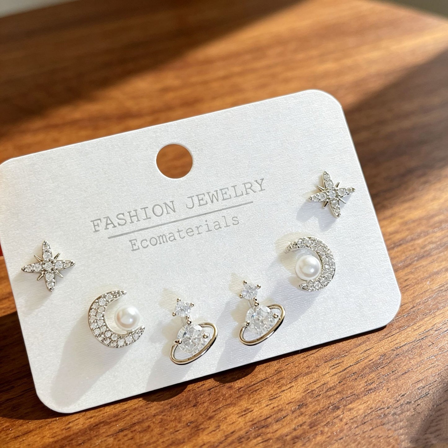 Micro Inlaid Zircon Pearl Commuter Three Pairs Earrings