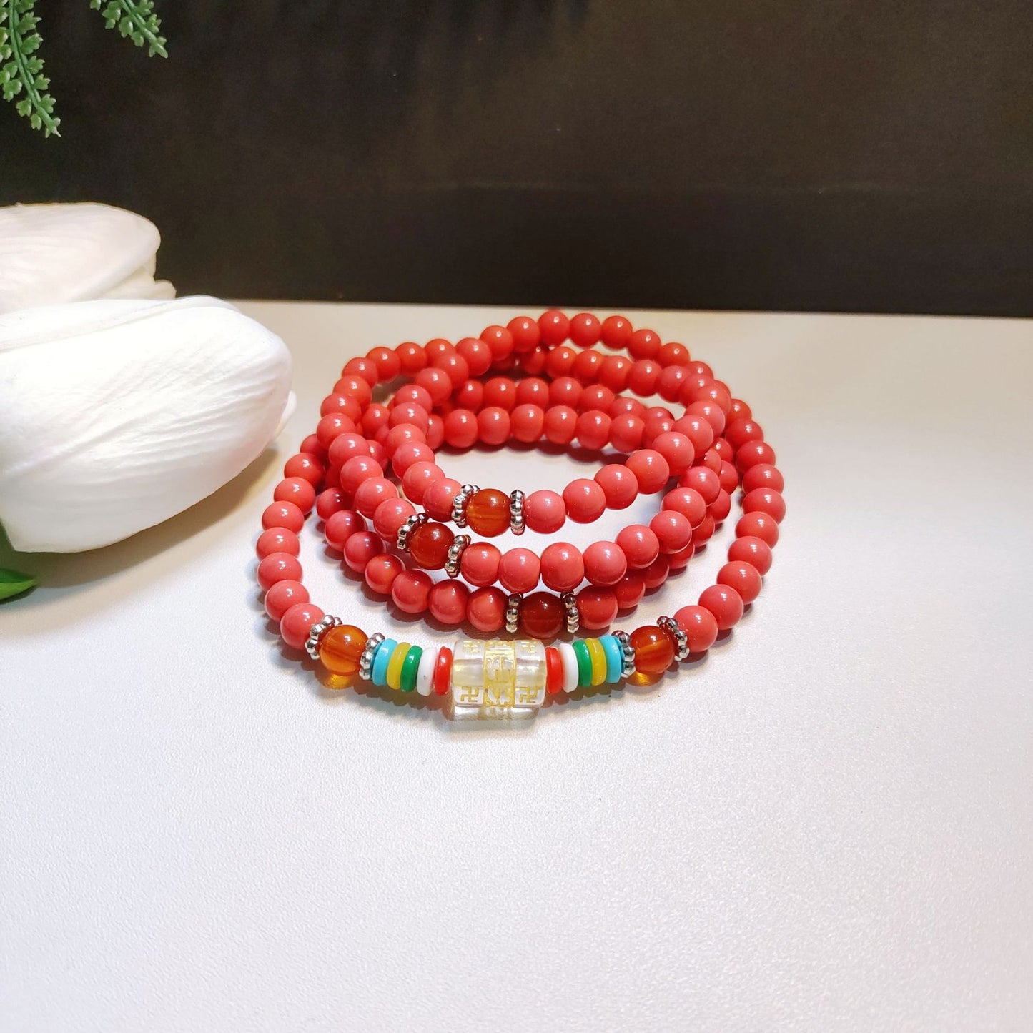 Women's & Men's Beads Four Circles Six Words Mantra Multi Gift Five Bracelet