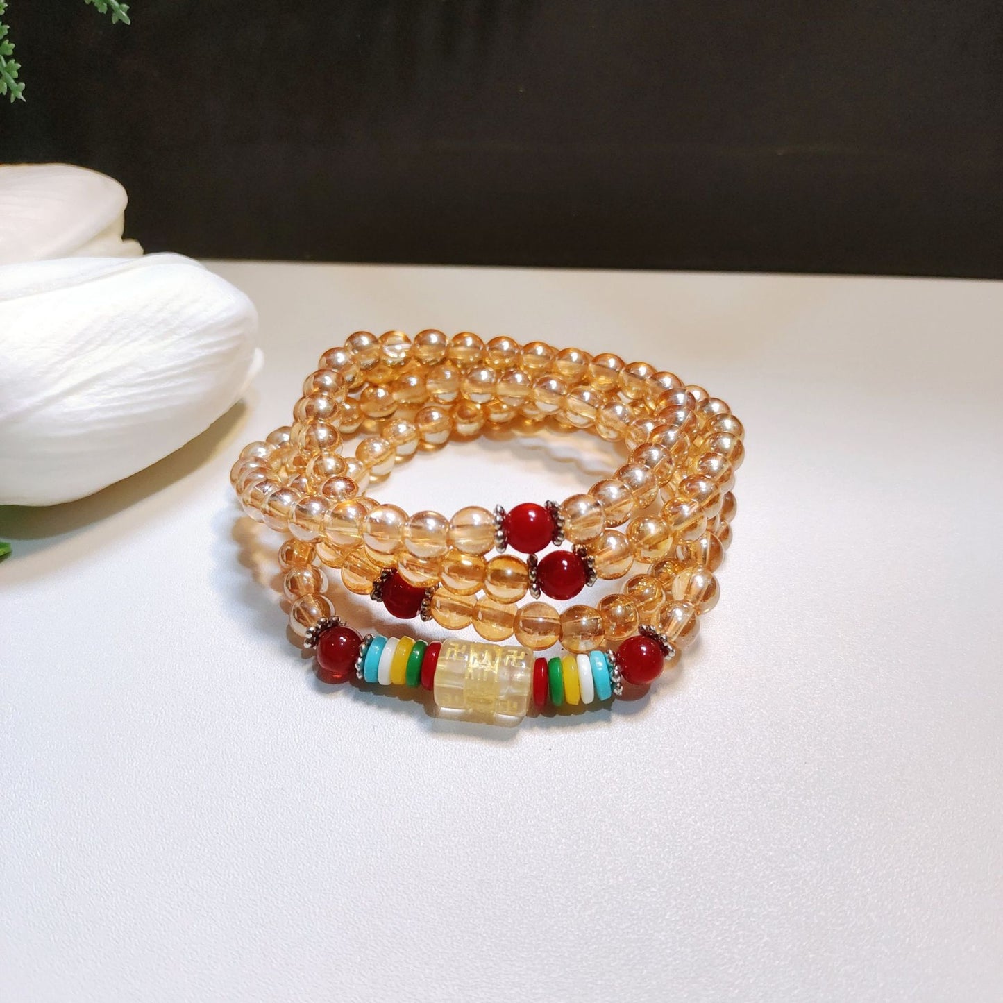 Women's & Men's Beads Four Circles Six Words Mantra Multi Gift Five Bracelet
