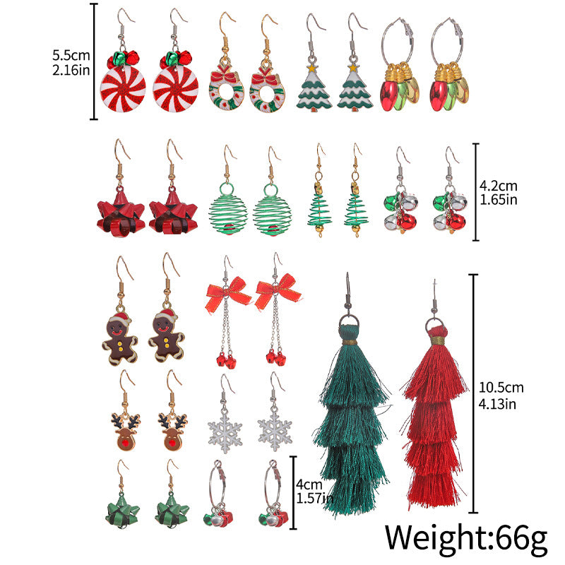 Christmas Colorful Bulb Bell Tree Ornament Earrings