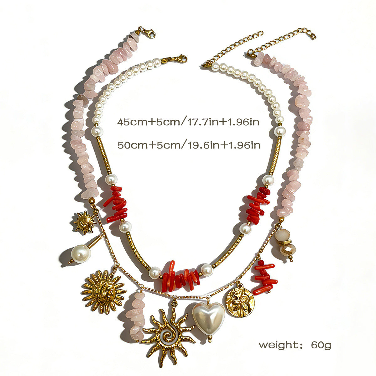 Women's Stone Gravel Vintage Stainless Steel Sun Necklaces