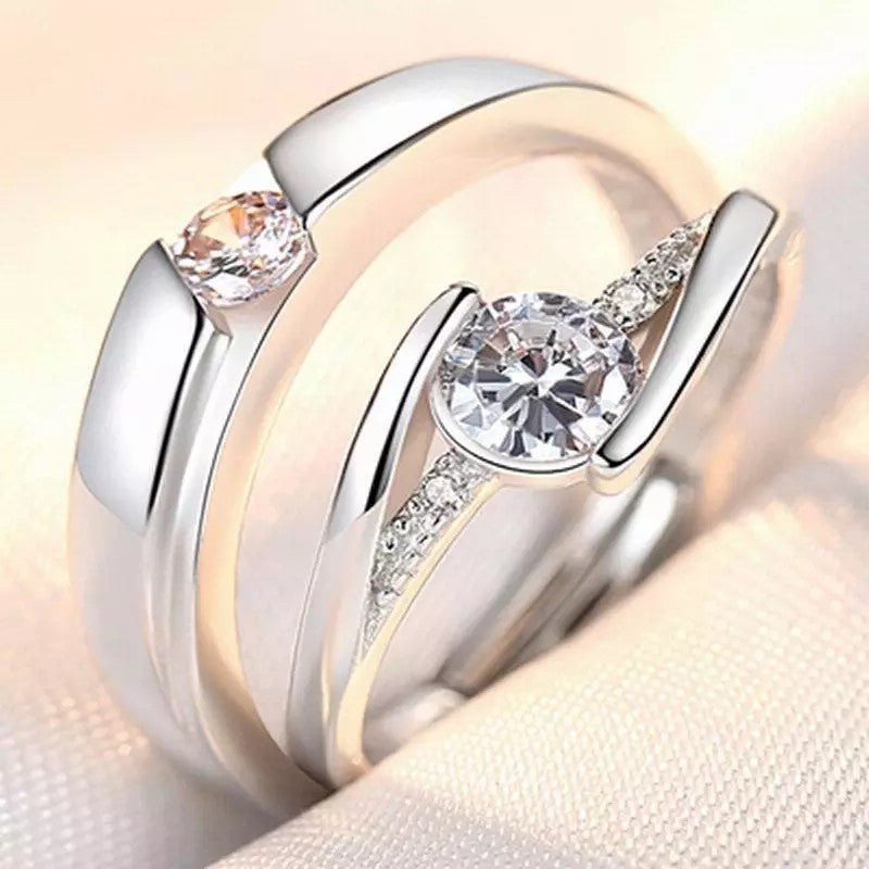 Women's & Men's Couple Simulation Diamond Opening Zircon Classic Rings