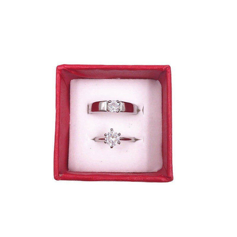 Fake Diamond Couple Wedding Adjustable Mouth For Rings