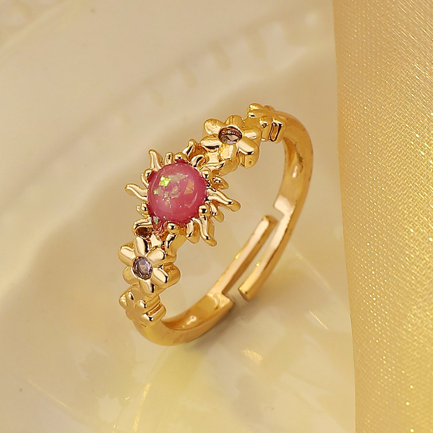 Cold Trendy Light Luxury Copper Inlaid Zirconium Ring