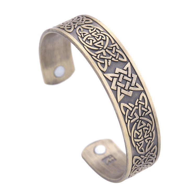 Jingling Retro Pure Copper Magnet Open-ended Bracelets