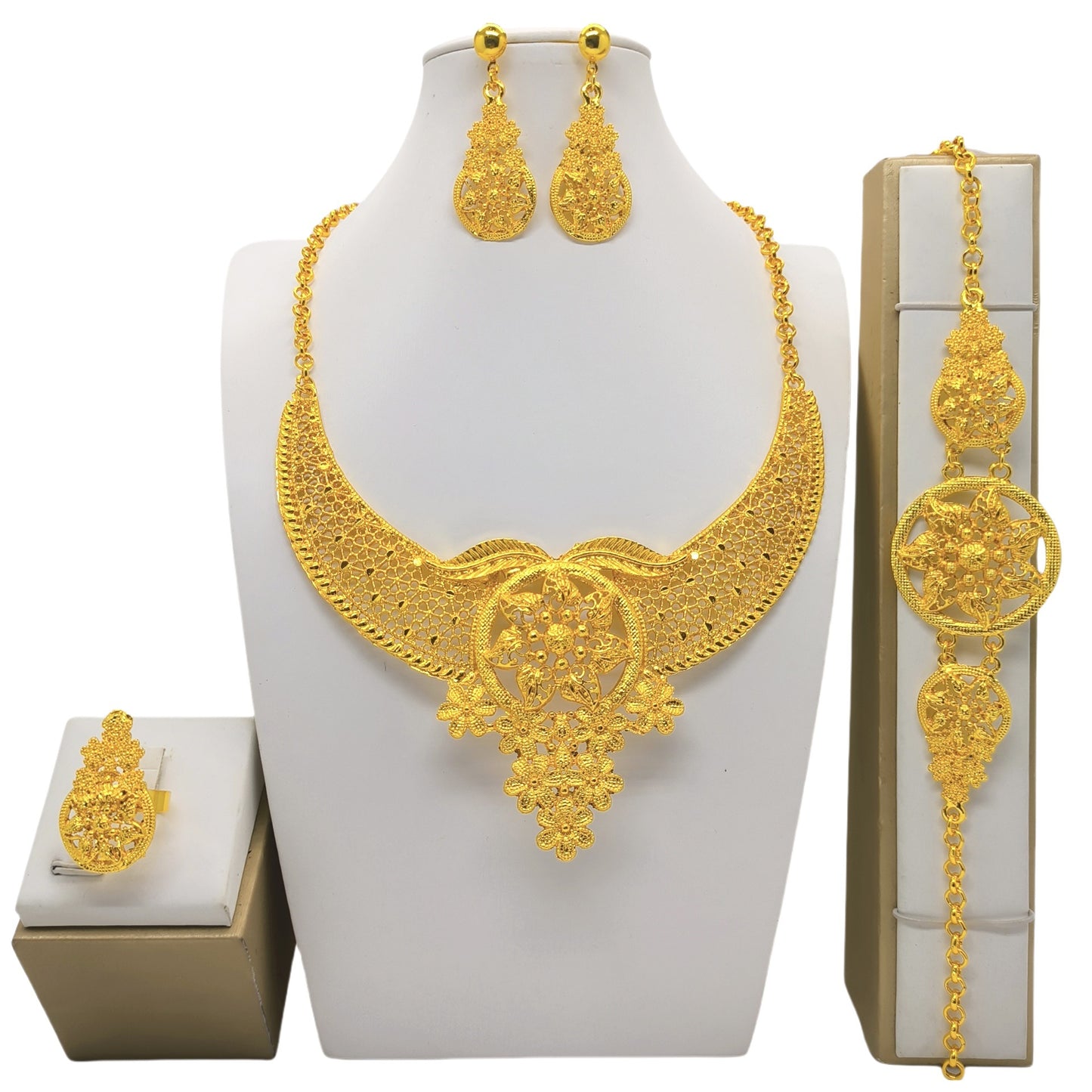 Elegant Gold-plated Saudi Bridal Wedding Hands Earrings