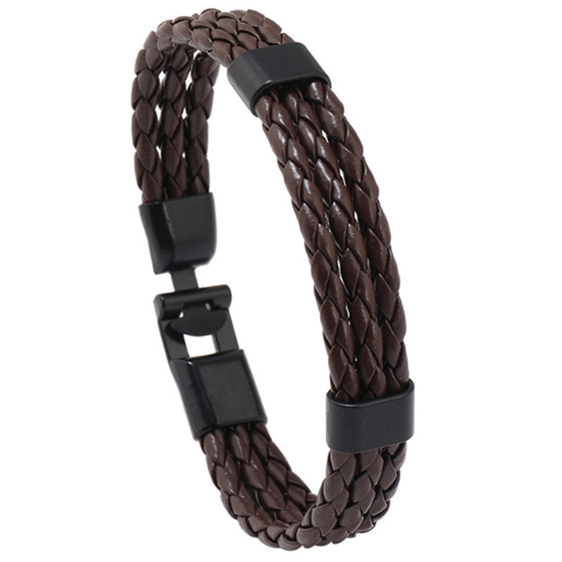 Attractive Unique Vintage Leather Alloy Woven Bracelets