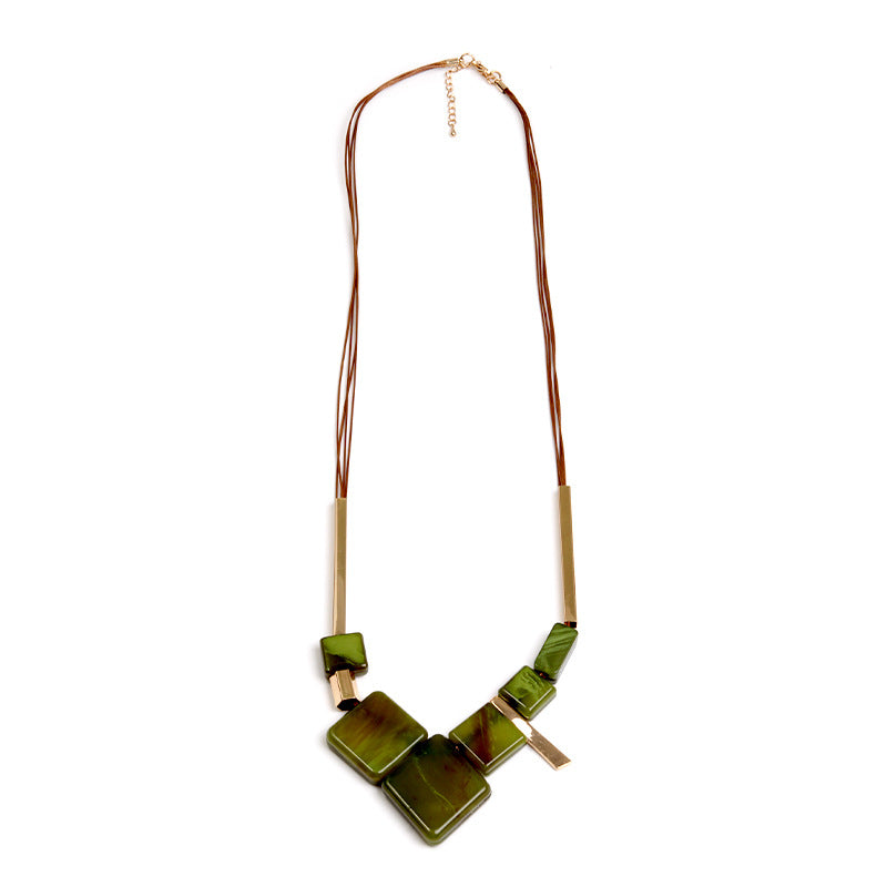 Fashion Wax Rope Acrylic Personalized Ethnic Style Long Sweater Chain Necklace